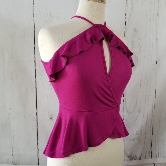 HIATUS Flounce Front Magenta Tank Top     - Picture 2 of 7